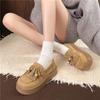 Fashion Loafers Autumn New Round Toe Deep Mouth Suede Tassel Slip-on Platform Non-Slip Wear-Resistant Single Shoes