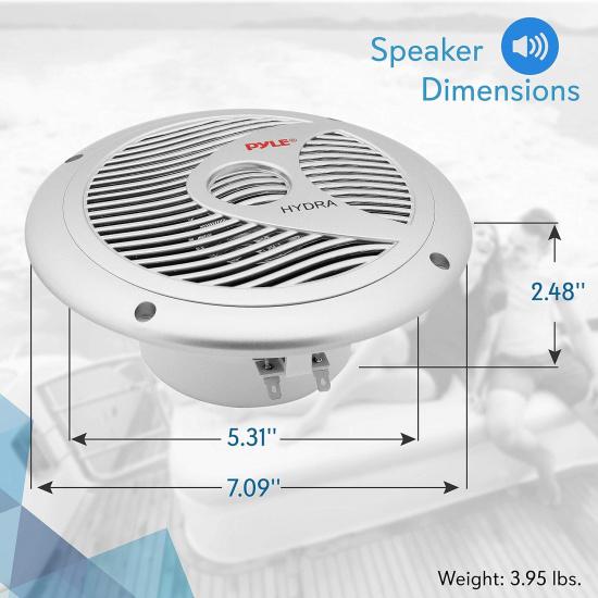 Pyle 6.5” Dual Marine Speakers - 2 Way Waterproof and Weather Resistant Outdoor Audio Stereo Sound System with 150 Watt Power, Polypropylene Cone