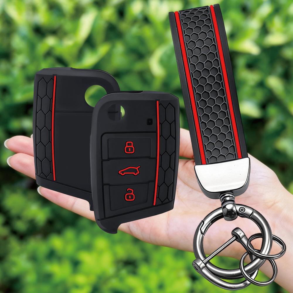 Car Silicone Key Case Cover for VW Volkswagen Golf 7 MK7 Tiguan MK2 T-roc T-cross Skoda Octavia Kodiaq Karoq Seat Ateca Leon Fob
