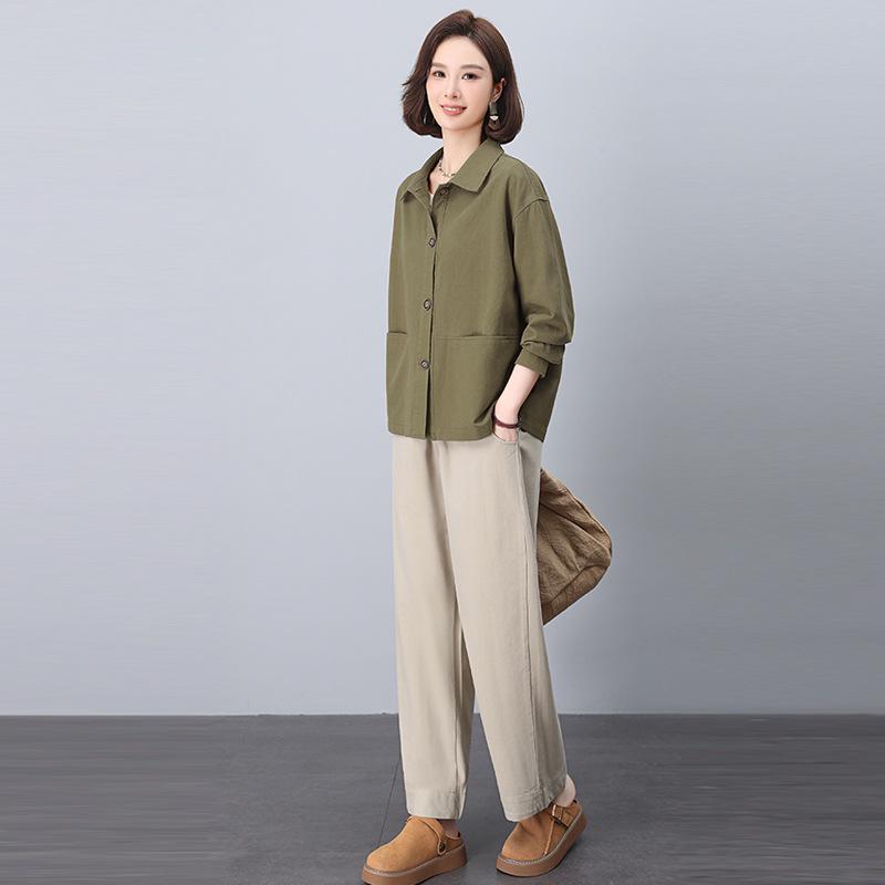 Women's Casual Spring 2025 Fashionable Two-Piece Set - Age-Reducing Outfit for Moms