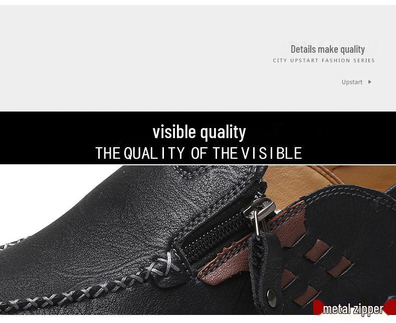 Men's Casual Retro Microfiber Leather Stitching Shoes with Zipper