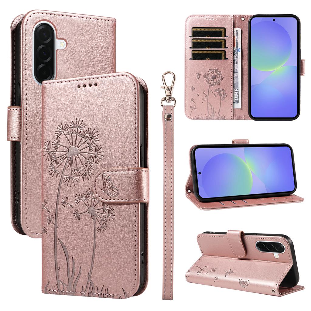 For Samsung Galaxy A37 5G Leather Wallet Case with Strap Dandelion Imprint Phone Stand Cover