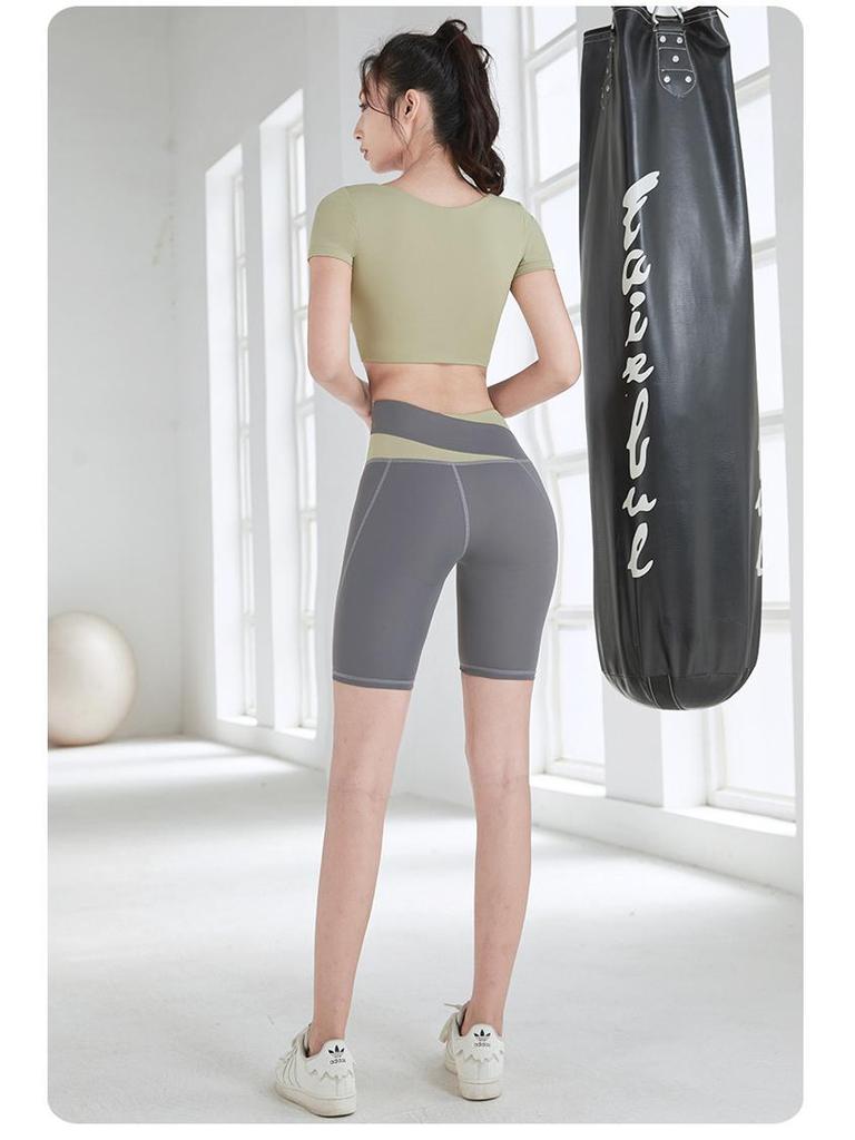 Color Block High-Waist Yoga Set: Quick-Dry, Tummy Control, Hip Lift, Two-Piece for Women