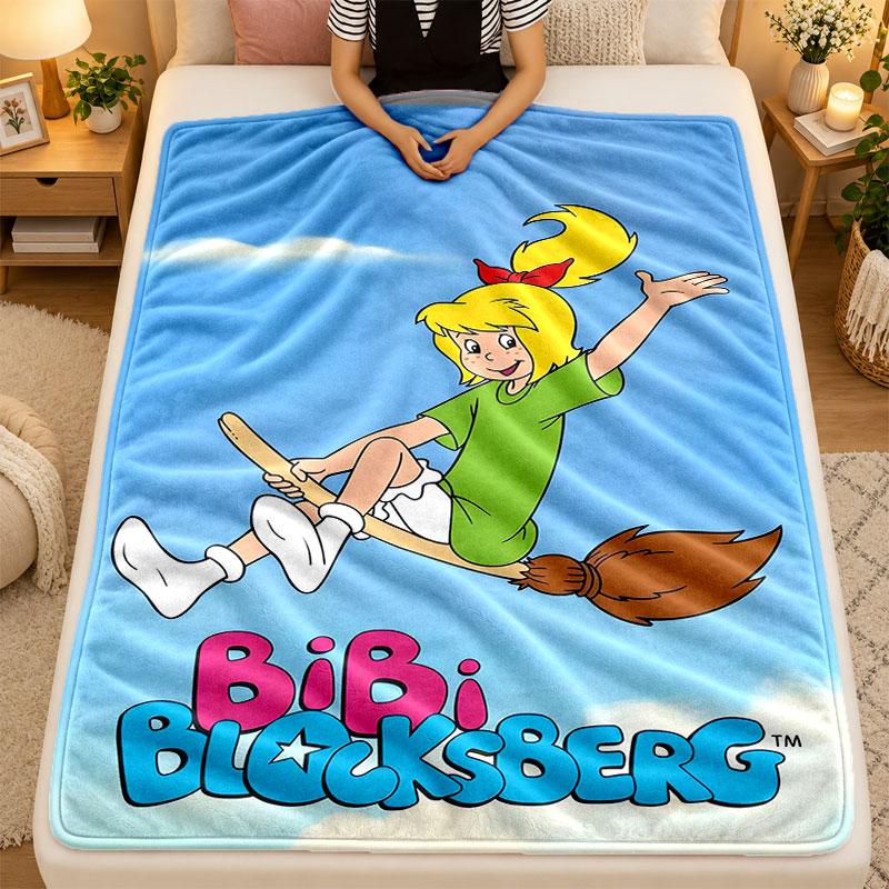 Flannel BlanketBibi Blocksberg Warm Soft Throw Blanket for Indoor Sofa Bed Living Room Use