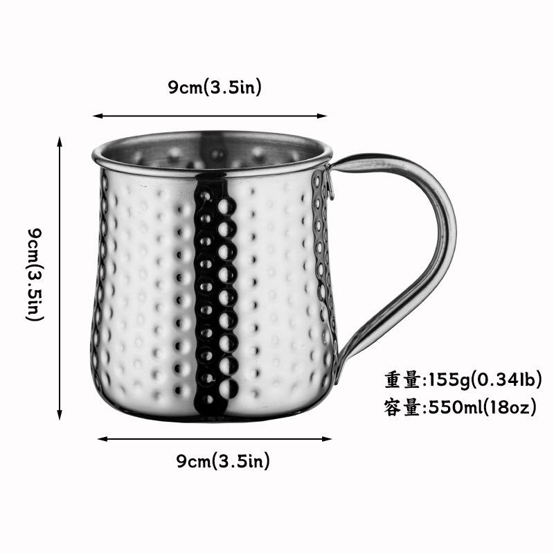 Stainless Steel Copper Plated Moscow Mule Mug Hammered Metal Cocktail Cup with Rolled Rim