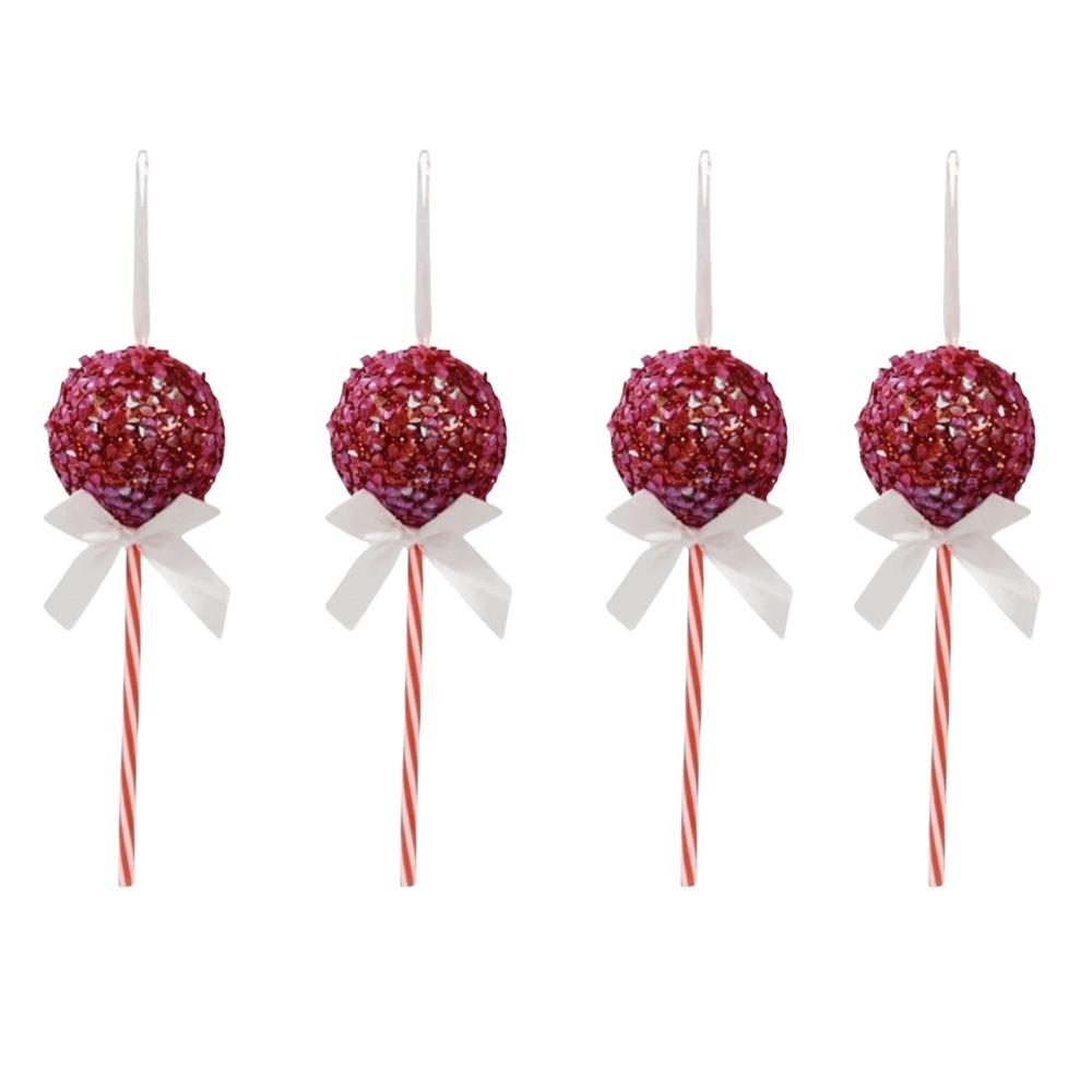 4PCS Sequins Bow Christmas Balls Pendants Foam Ball Fake Lollipop Xmas Decorations Wedding Party