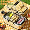 Foldable Portable Picnic Basket with Lid, Large Capacity Insulated Handheld Cooler Bag for Outdoor Spring Camping