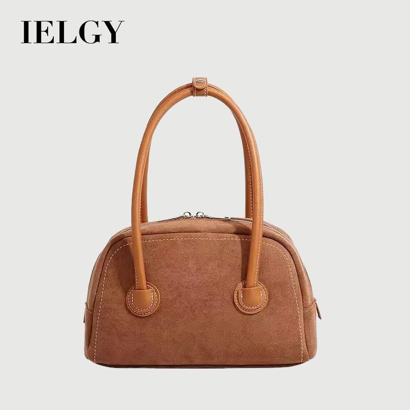 IELGY Autumn Winter Bowling Bag Boston Bag Suede Pillow Bag