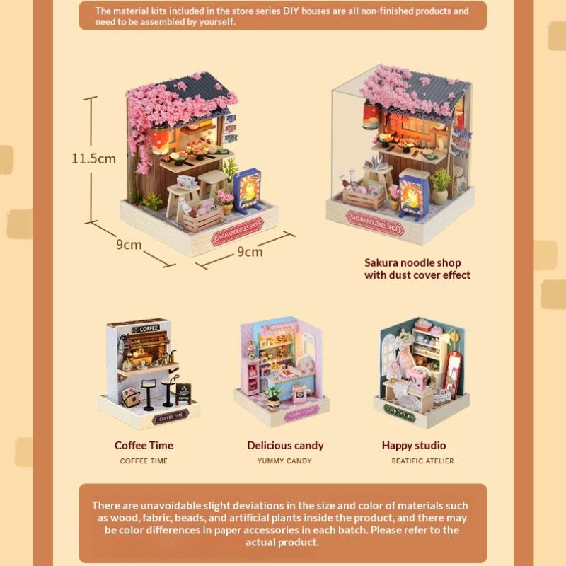 Miniature Doll Houses DIY Small House Kit 3D Wooden Craft Room Toy Set for Kids Home Decoration and Creative Assembly