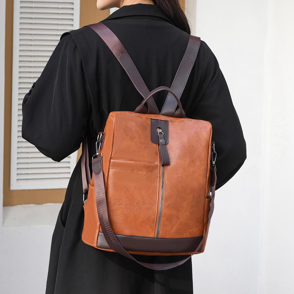 Sac à dos en cuir souple pour femme, sac à dos antivol multifonction