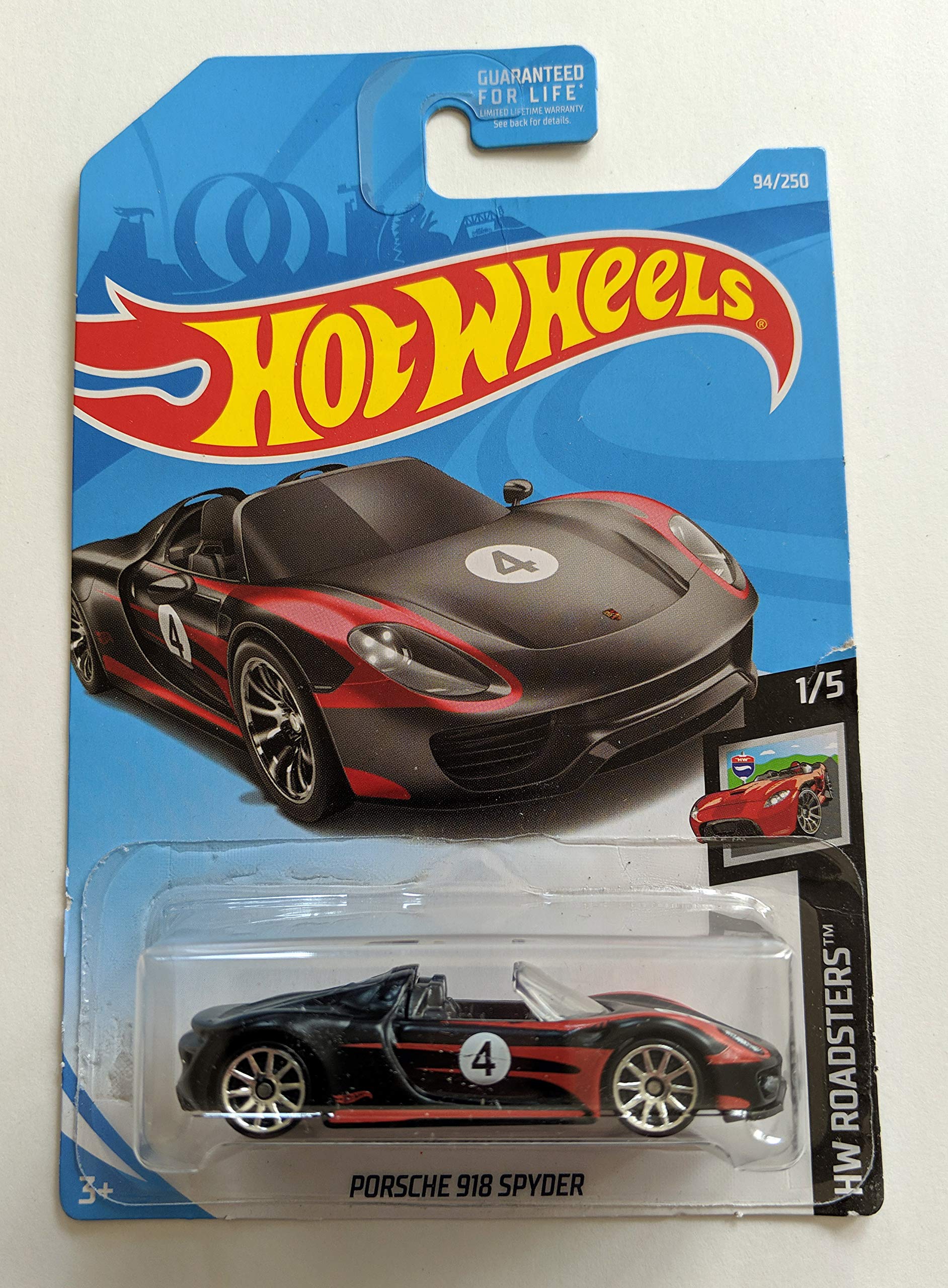 

Hot Wheels 2019 Mainline Hw Porsche 918 Spyder Card Roadsters (черный) - Межд.