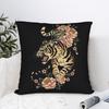 Double-Sided Japanese Style Tiger Pink Floral Pillowcase - Modern Decorative Cushion Cover With Zipper, Machine Washable