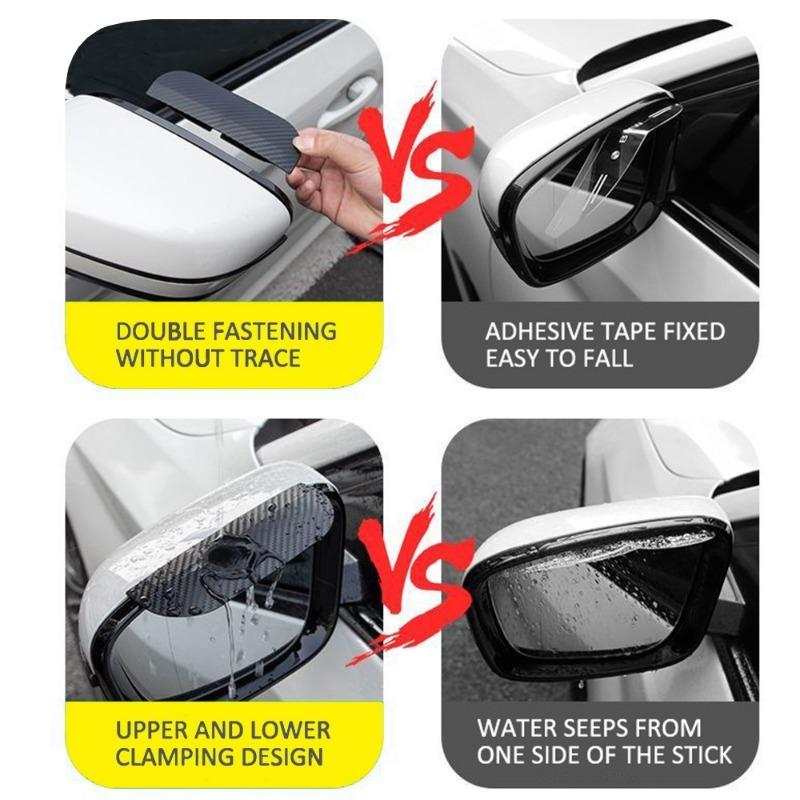 2 Stück Verbesserte Aufsteckbare Auto-Regenabweiser Auto-Rückspiegel-Regenabdeckung Universal Kohlefaser-PVC-Sonnenschutz Schutz Autozubehör