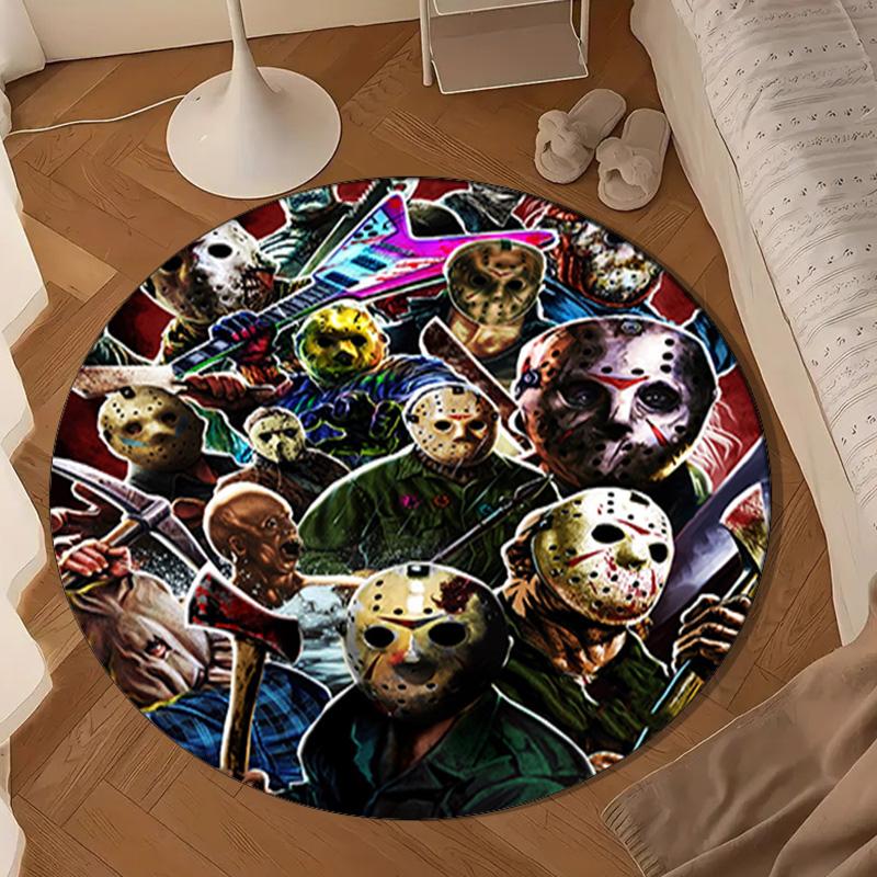Horror Movie Characters Round Rug for Livingroom,Bedroom, Palyroom, Chair Rug, Area rug, Circle Carpet, Large Size Fan Christmas gift