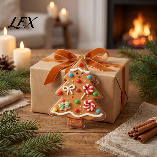 Car Rearview Mirror Accessories Gingerbread Christmas Tree Pendant, Double-sided Acrylic Hanging Ornament for Decorative Party Favors Holiday