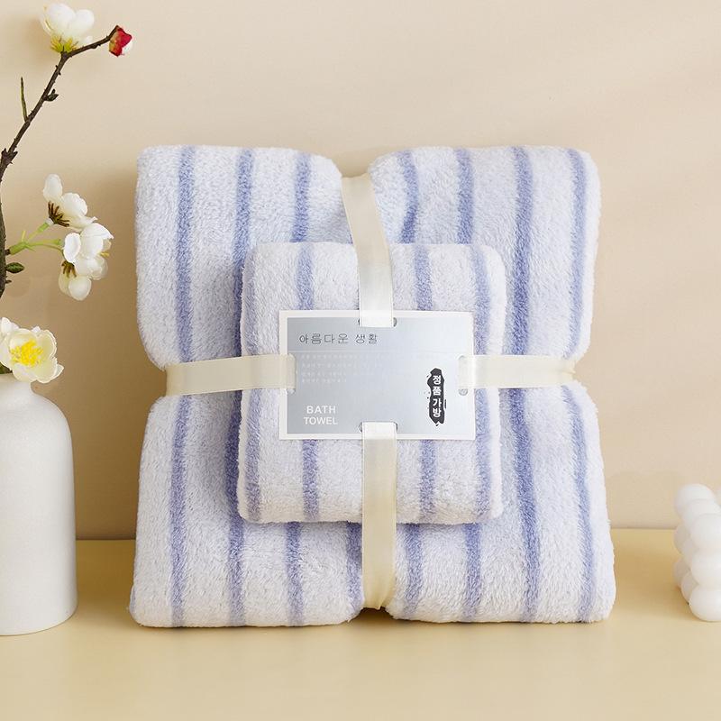 2-teiliges Korallenfleece-Handtuch Badetuch-Set Weizenmuster Superweich Saugfähig Badelaken Spa-Gesichtstuch Mehrere Musteroptionen