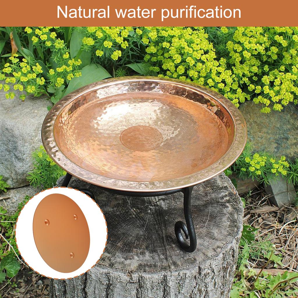 2Pcs Bird Bath Copper Disk With 3 Point Support Bird Bath Purification Plate Garden Outdoor Feeder Tray Cleaner Water Bowl