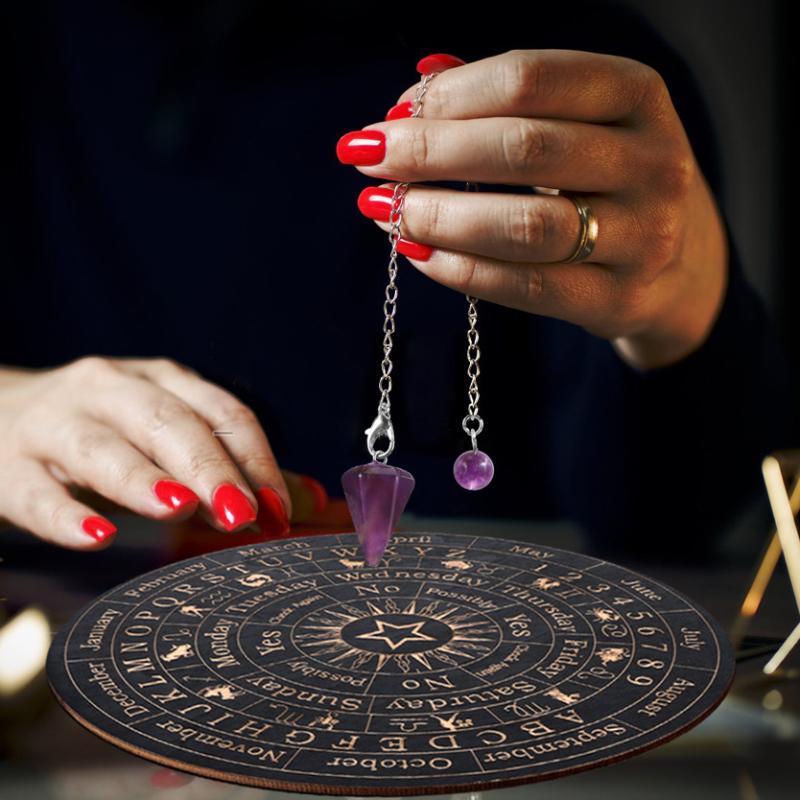 Wooden Pendulum Board Moon Star Carved Divination Plate Eco-friendly Natural Wood Tool for Dowsing Meditation Ritual Decor