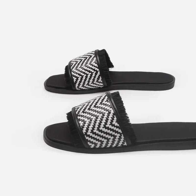 2024 женские летние соломенные дорожные тапочки — фото 4