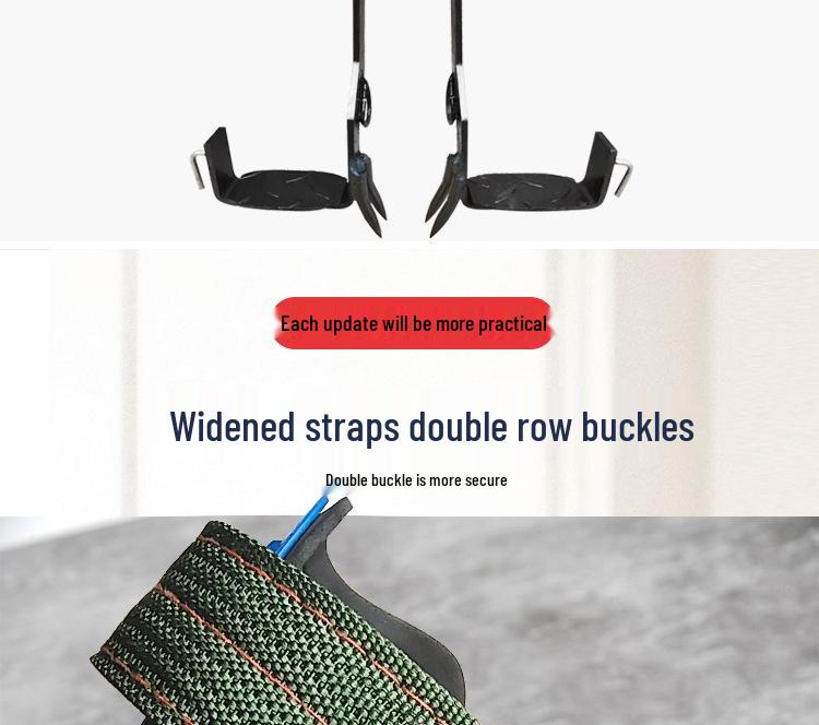 Tree Climbing Tool: Upright Foot Spikes with Large Bend and Wasp Foot Buckle Iron Shoes