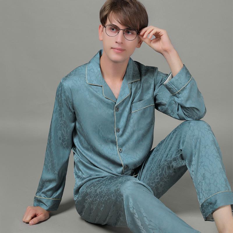 Men's Long Sleeve Silk Pajama Set - Spring & Autumn