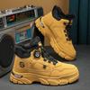 Spring Men High Top Platform Boots Outdoor Cold Protection Fashion Rotating Button Mens Work Boots