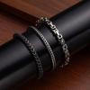 Titanium Steel Bracelet Men'S Retro Black Plated Polished Hip Hop Punk Style Bracelet Trendy Cool Personality Jewelry