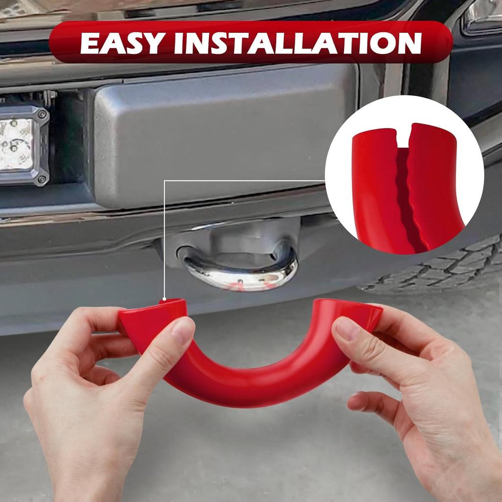 Tow Hooks Covers for Ford F150 2004-2025 Bronco Base/Big Bend/Outer Banks 2021-2025 Compatible with Toyota Tundra Accessories 2017-2021 (Red)