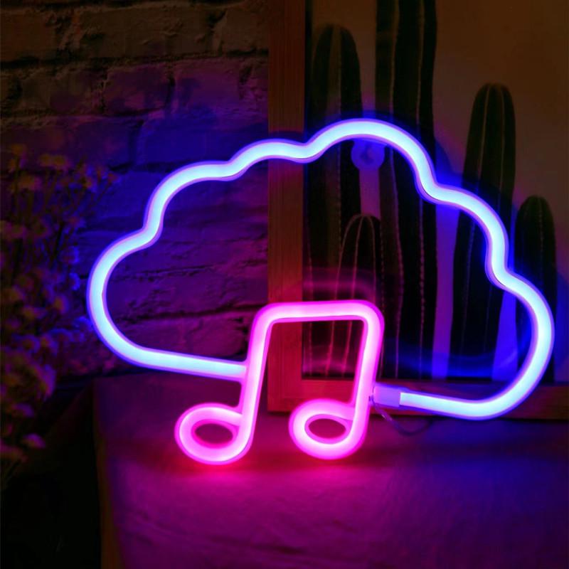LED Neon Decorative Lights: Cloud, Lightning, Musical Notes, Moon, Bat