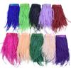 1Meter Ostrich Feathers On Ribbon Tape 10-15Cm Black White Tassel Fringe Trim Shawl Sewing Trimmings Needlework Clothes Decor