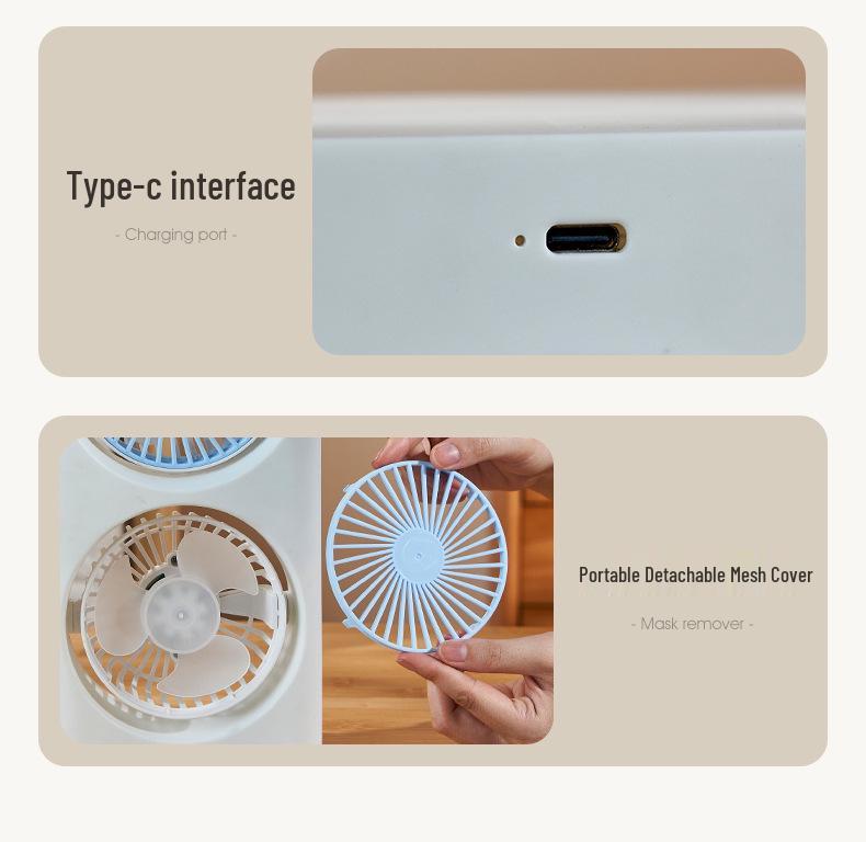 Rechargeable Dual-Head Desktop Circulation Fan for Office or Dorm Use