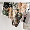 French Pastoral Garden Neck Scarf 65 × 65Cm Thin Plant Flower Cotton And Linen Scarf Velvet Scarf Women