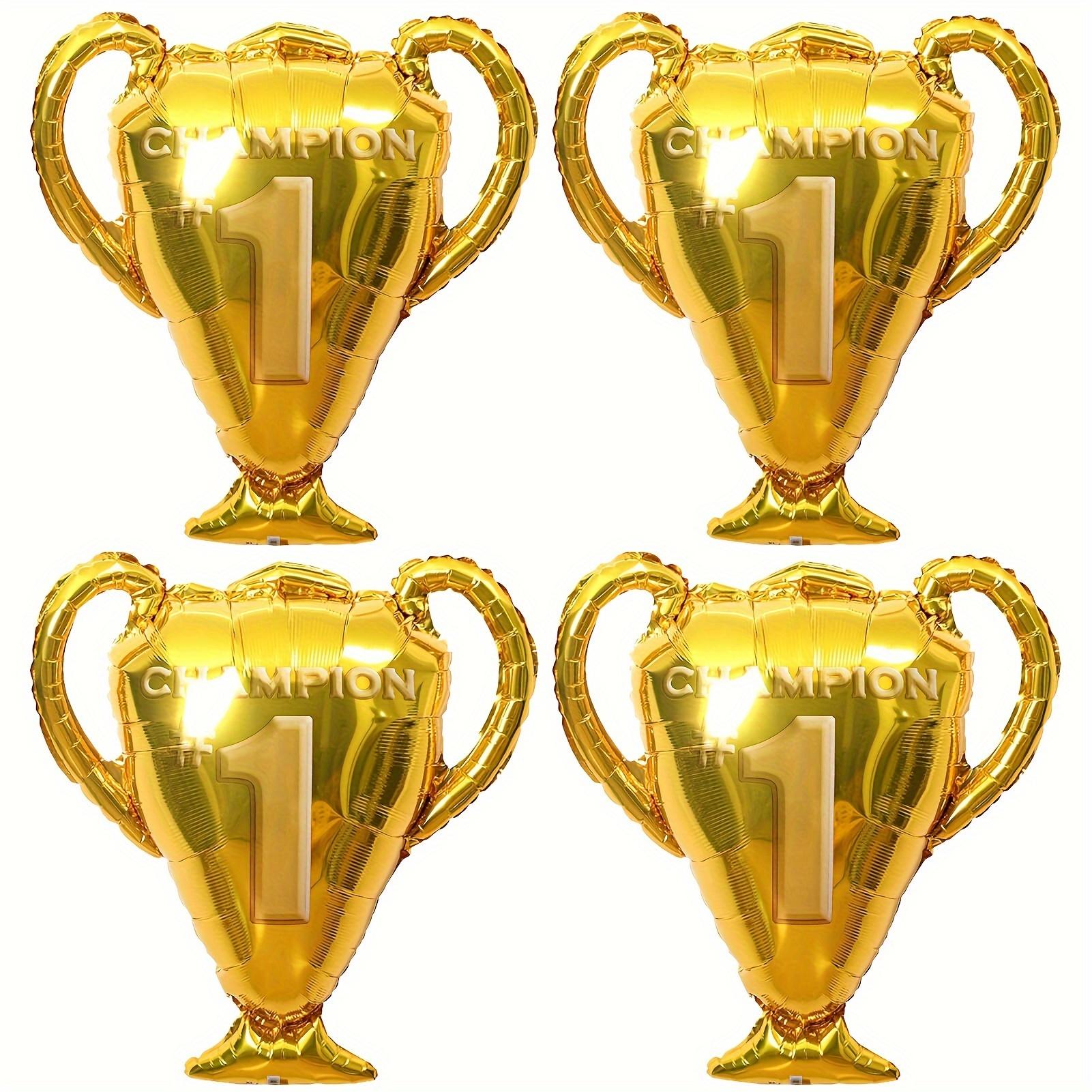 4 Champion Trophy Aluminum Foil Balloons for a Themed Birthday Party, First-Place Champion Sports-Themed Party Decorations Other