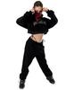 Arch Logo Layered Crop Hoodie [Black]