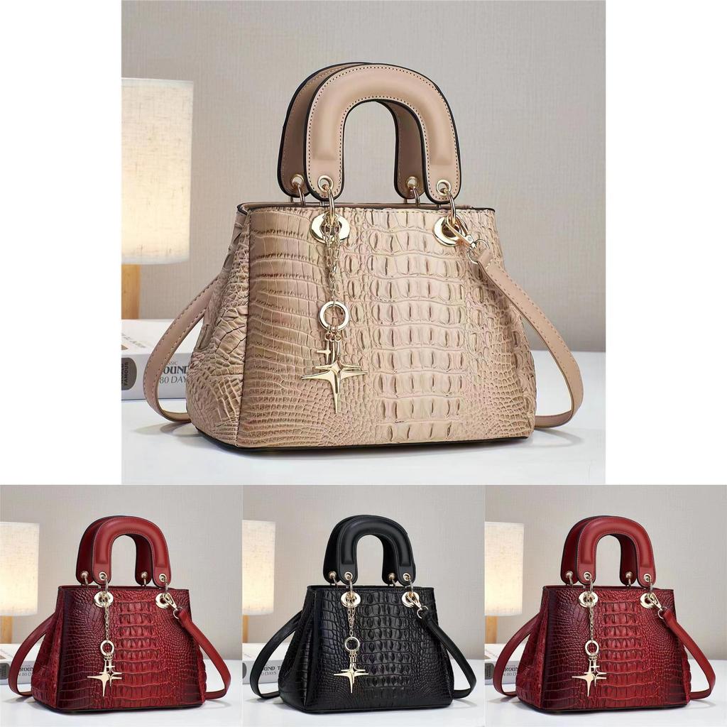 Crocodile Pattern Fashion Women's Handbag Large Capacity Soft Leather Atmospheric Middle-aged Mom Bag