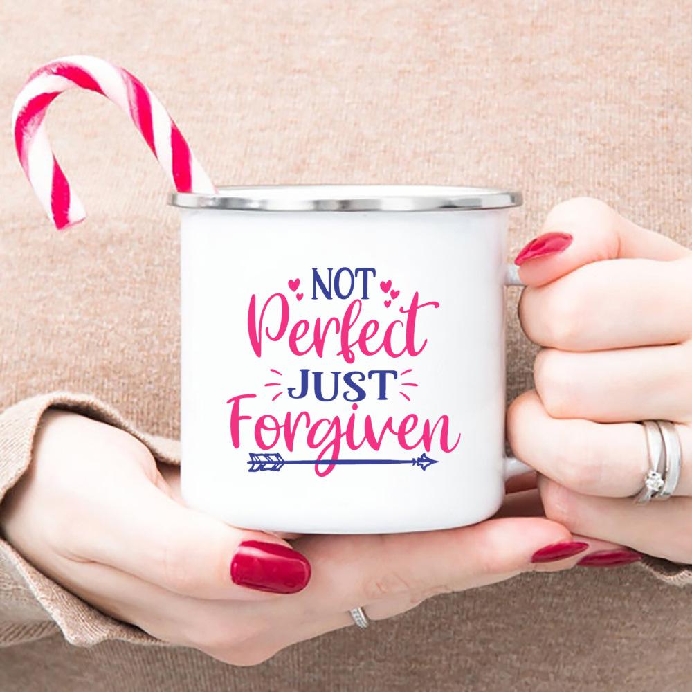 Christian Faith Enamel Coffee Tea Mugs Religious Quotes Trendy Christian Gift for Believer Camping Mug Religious Faith Gifts