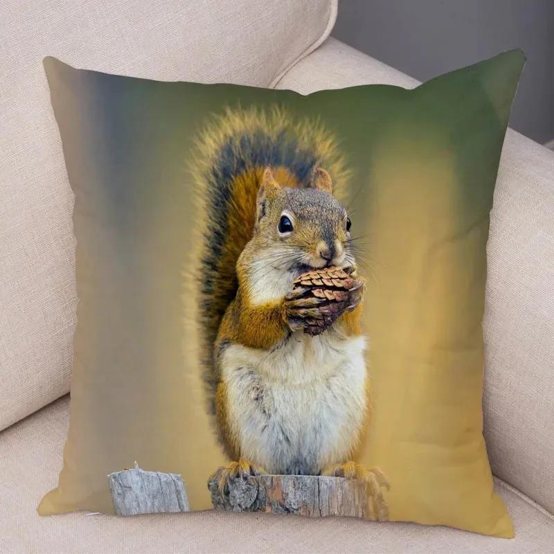 Cute Squirrel Cushion Cover Pillowcase Pillow Covers Home Decor Pet Animal Pillows Case Super Soft Polyester Pillows Covers
