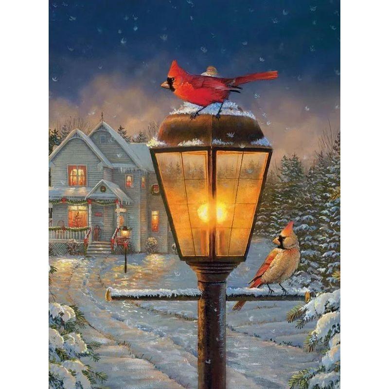 Pictură cu diamant DIY de iarnă Crăciun fericit Broderie completă, rotund, zăpadă, broderie cu diamante, cu punct de cruce, cu strasuri, decorațiuni pentru casă