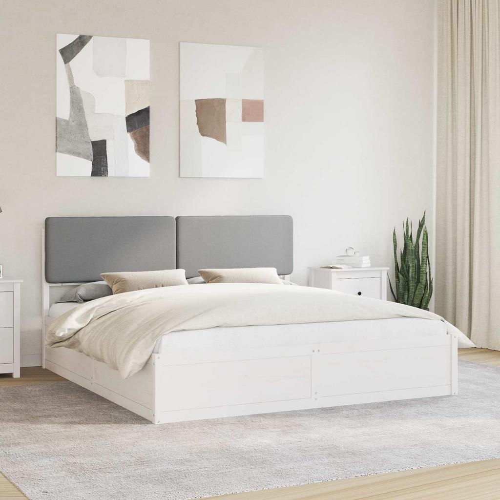 Bed Frame with Upholstered Headboard Light Grey 180 x 200 cm