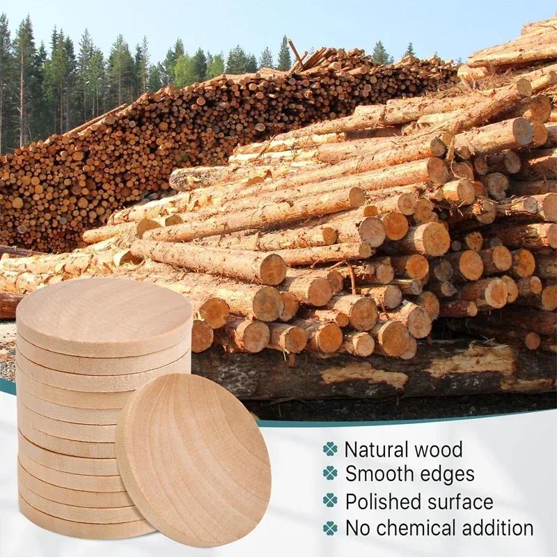 1-6cm Nedokončené dřevěné kulaté mince kotoučky, Přírodní bukové dřevěné kotoučky pro DIY řemesla umění, Malování, Laserové gravírování, Domácí dekorace