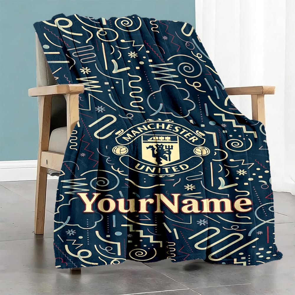 Manchester Customize Your Name Blanket Multi-purpose Customizable Blanket Durable Comfort Perfect for Living Room Office Chair Couch Livingroom