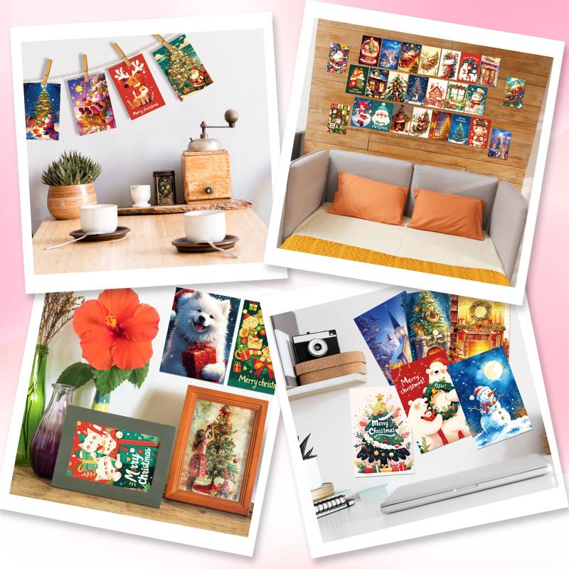 50 Christmas Eve Wall Cards - Diy Bedroom/Living Room Atmosphere Background Decorations Message Cards
