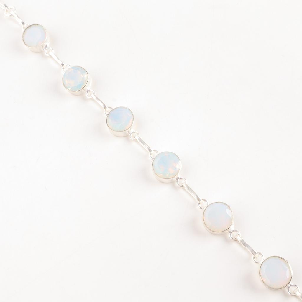 Milky Opal Gemstone 925 Stamped Silver Jewelry Handmade Bracelet Gift For Friend RB-14-19