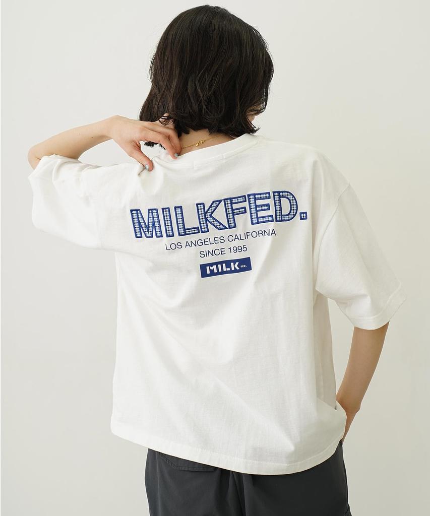 Milkfed Casual Plaid Logo Wide Shorts White Tee, Women's,