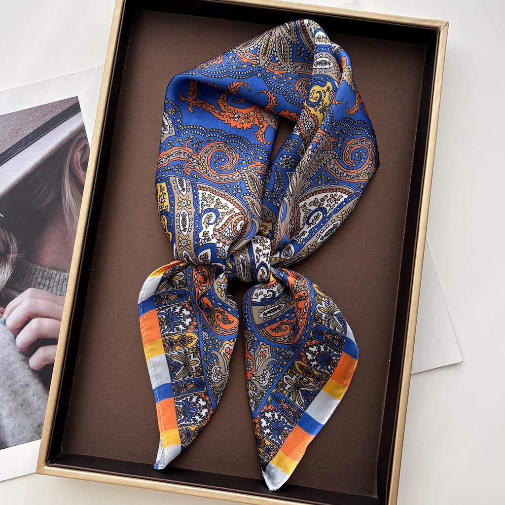 Women Square Scarf Silk Feeling Neckerchief Bandana Lady Spring Shawl Scarves Wrap Head Kerchief Hair Band Ties