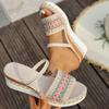 Fashion Summer Platform Plaid Wedge Slippers for Women Non-Slip Soft Sole Linen Woman Slides Plus Size Crystal Woman Slippers