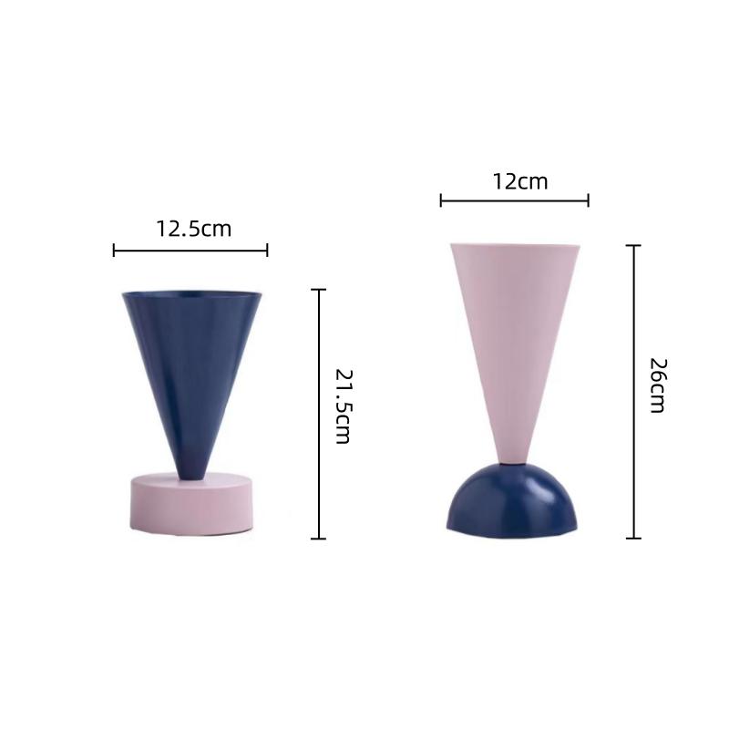 Creative Metallic Colored Vase Geometric Triangle Flower Vase Flower Arrangement Accessories Terrarium Home Decoration
