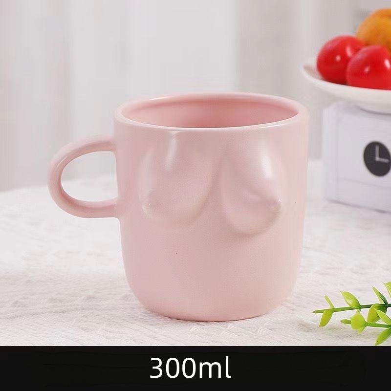 Novelty Boob Shaped Coffee Ceramic Porcelain Mug Funny Titty Milk Mug Breakfast Cup 300ML