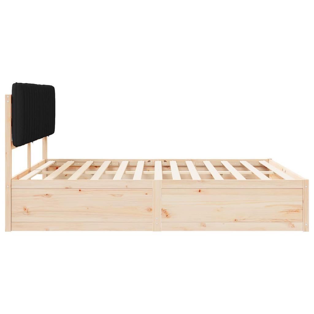 Bed Frame with Upholstered Headboard Black 180 x 200 cm