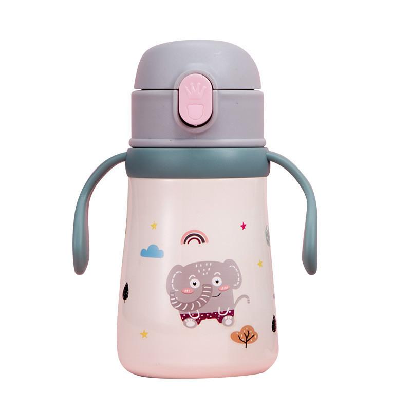 Cute Cartoon Kids Insulated Water Bottle With Soft Straw For School And Outdoor Use